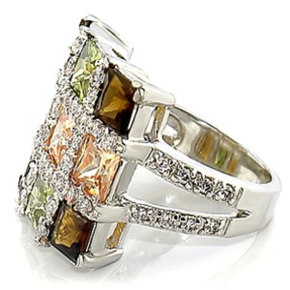 Belucci Zirconia Silver Multicolor Ring - Picture 3 of 7